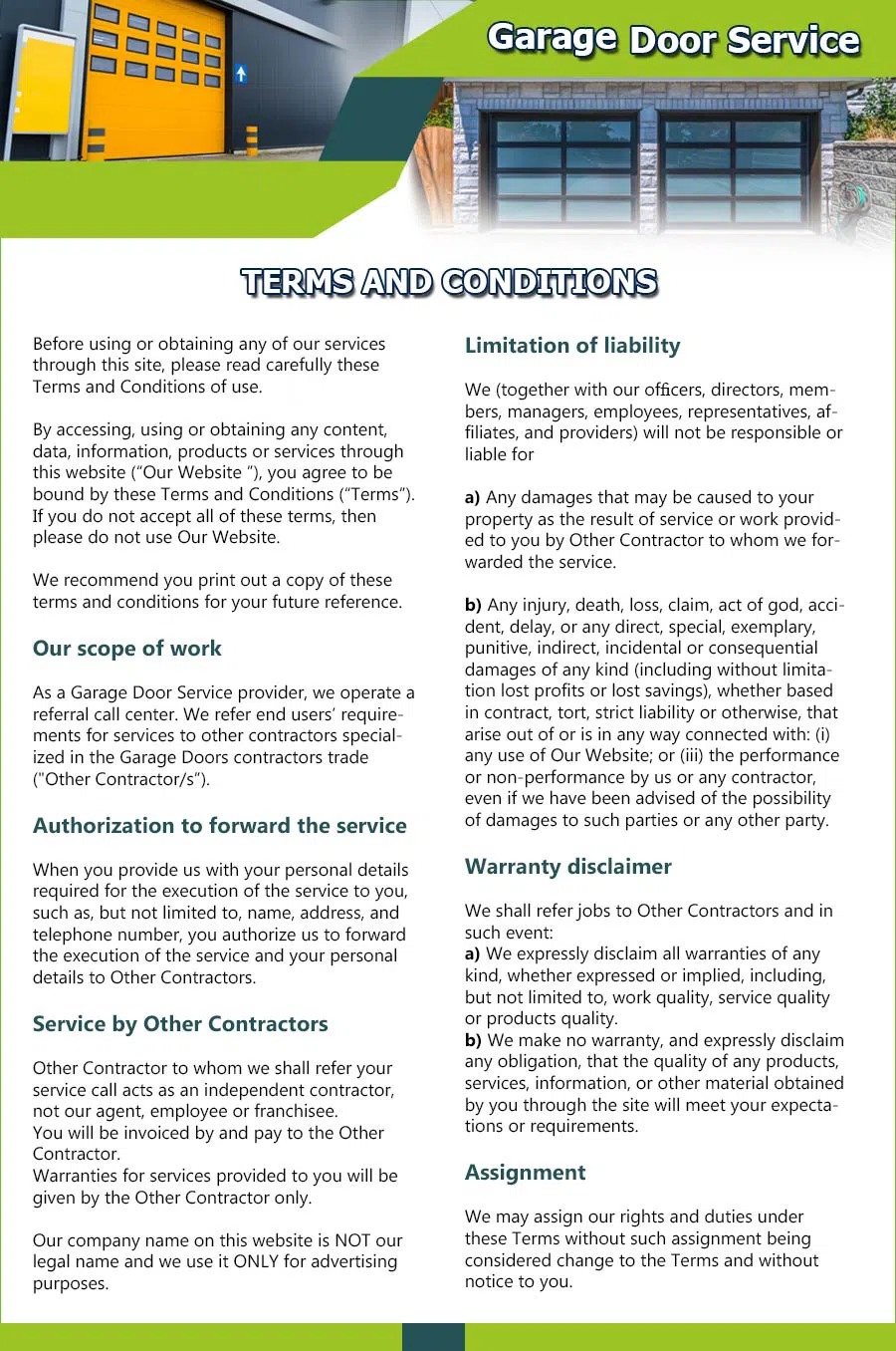 Garage Door 24 Hours Repair Baltimore, MD 410-803-3487 - terms01